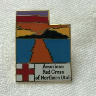 American Red Cross Pin Northern Utah State Map Landscape Chapter Vest Lapel Pin