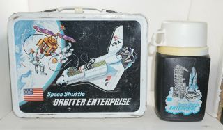 1977 Space Shuttle Orbiter Enterprise Metal Lunch Box & Thermos King Seeley