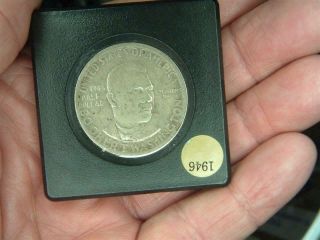 1946 P Booker T Washington Silver Commemorative Half Dollar Coin In Hard Plastic