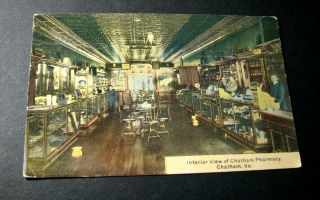 Old Postcards Interior View Of Chatham Pharmacy Chatham,  Va.  Pb9