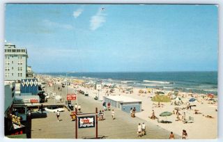 Postcard Md Ocean City Beach Boardwalk Surf Vintage Photo View C4