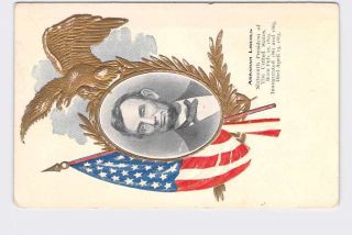 Ppc Postcard Usa Patriotic Abraham Lincoln 16th President Of United States Gold