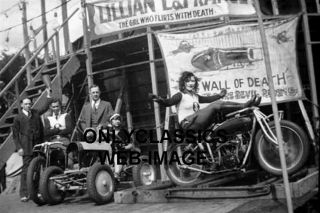 1925 Daredevil Girl Lillian La France Motordrome Motorcycle Wall Of Death Photo
