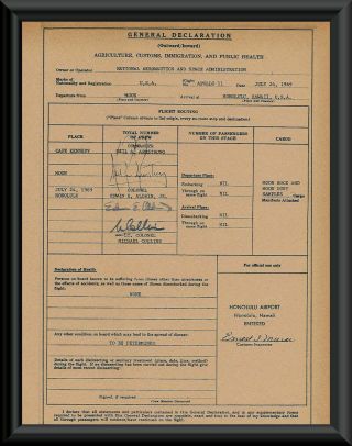 Apollo 11 Autograph Reprints & Customs Declaration Reprint On Old Paper P194