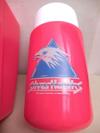 1986 Vintage like - SILVER HAWKS Lunch Box Thermos Red Plastic Complete set 3