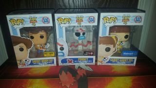Funko Pop Disney Toy Story 4 Exclusives Woody Ht,  Forky Gamestop,  Gabby Walmart