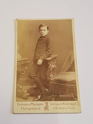 Antique Victorian Cdv Card Photograph Of Boy,  By Robinson & Thompson - 1880 