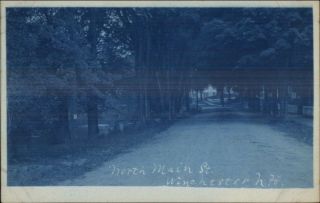 Winchester Nh North Main St.  C1905 Cyanotype Real Photo Postcard
