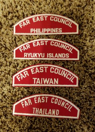 Far East Council Vintage Rws Shoulder Strips - 4 Different Countries Or Islands