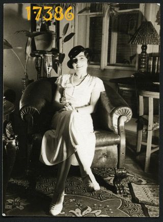 Vintage Photograph,  Elegant Woman In Hat,  Armchair,  Strange Light 1930’s Hungary