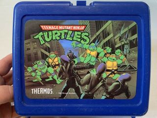 Vintage Teenage Mutant Ninja Turtles Tmnt Blue Thermos Lunchbox