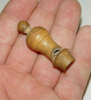 Estate Antique Primitive Treen ? Wood Carved Small Whistle