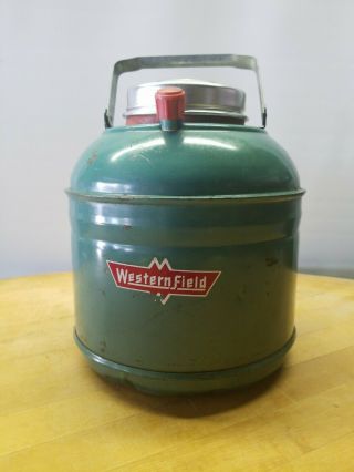 Vintage Camping Picnic Work Sports Westernfield Metal Thermos Cooler Jug