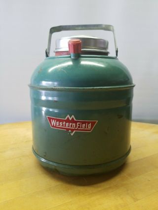 VINTAGE CAMPING PICNIC WORK SPORTS WESTERNFIELD METAL THERMOS COOLER JUG 2
