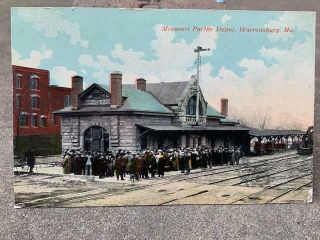 Antique Rppc Photo Postcard Missouri Pacific Railroad Depot Warrensburg Train