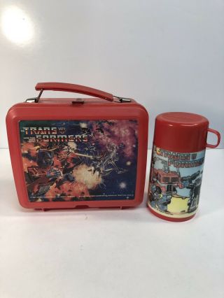 Vintage 1984 Transformers Aladdin Lunch Box With Thermos