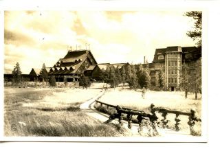 Old Faithful Inn Hotel - Yellowstone Park - Wyoming - Rppc - Vintage Real Photo Postcard