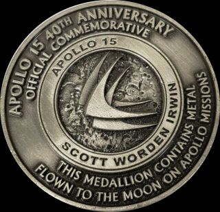 Nasa Apollo 15 40th Anniversary Metal Flown To The Moon Commemorative