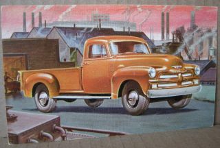 Vintage Advertising Postcard Chevrolet Trucks For 1954.  Dealership Giveaway.  Nor