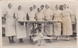 Old Vintage Photo Women Glamour Nurse Uniform Operation Table Hospital F2