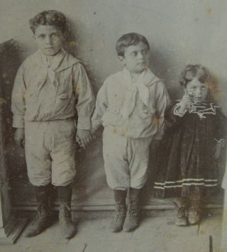 Antique Cabinet Photo Of 3 Lovely Ethnic Children Siblings By Nassib Nassir
