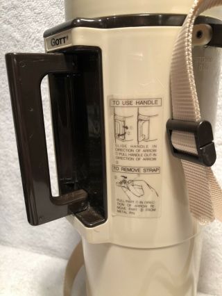 Vintage Gott Beige 1 Qt Thermos Stainless Steel Vacuum Bottle Handle Wall 2