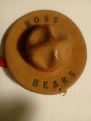 Goshen Boy Scout Camp 1970 Leather Mini Campaign Shaped Hat Slide Ross Bears