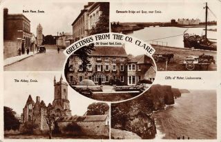 Ennis,  County Clare,  Ireland Multi - View,  Real Photo Pc 1946