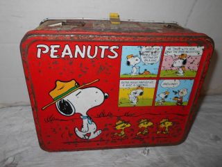 1965 Vintage Collectible Peanuts Snoopy Charlie Brown Woodstock Metal Lunch Box