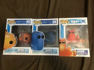 Funko Pop Disney/pixar Finding Nemo Dory & Hank Vinyl Figure Set
