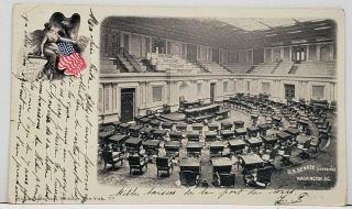 Washington Dc U.  S.  Senate Interior 1902 Brooklyn To Paris Postcard G9