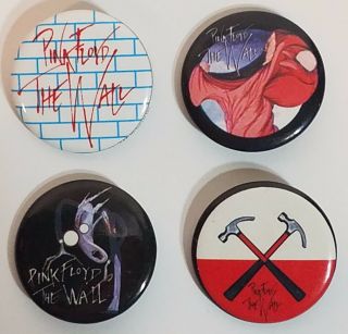 Set Of 4 Pink Floyd The Wall Movie Scene Round Pin Buttons Badges Pinbacks