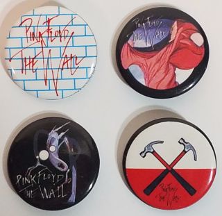 Set of 4 Pink Floyd The Wall movie scene round pin buttons badges pinbacks 2