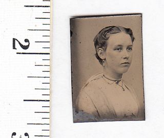 Civil War Era Miniature Gem Tintype Photo Pretty Young Girl.  627e