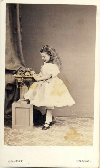 Vintage Girl Standing With Flowers Cabinet Photo - Barratt Art Photographer