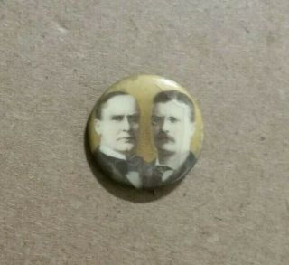 William Mckinley & Teddy Roosevelt,  Presidential Campaign Jugate Pin,  1900
