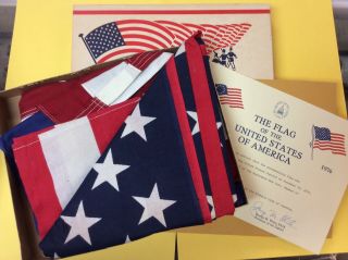 American Flag Flown Over Us Capital In 1976 W/ Certificate Carr Mich