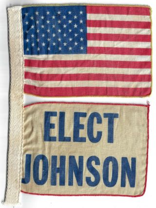 1964 Elect (lyndon) Johnson (for President) Cloth Antennae Usa Flag