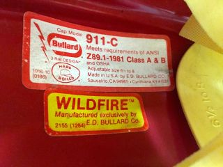 Bullard Wildland Firefighter Helmet Wildfire Series 911C Red Helmet ONLY 7