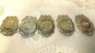 Vintage Set Of 5 Aaa School Safety Patrol Badges / 1 Of Each Rank