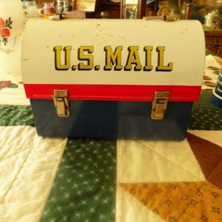 Vintage U.  S.  Mail Post Office Lunch Box And Thermos By Aladdin