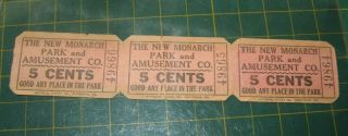 Vintage Monarch Amusement Park Ride Ticket Oil City Pa Pennsylvania Early Nr