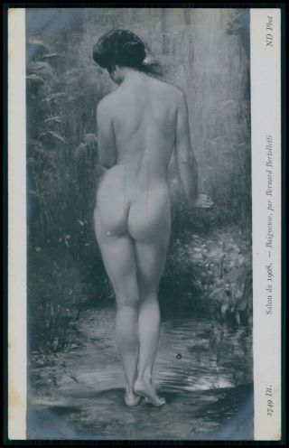 Art Bernard Bertolletti Nude Woman Nudist Butt Old 1910s Salon De Paris Postcard