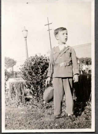Vintage Photograph 1920 - 30s Little Boy Military Uniform Hat Fashion Mexico Photo