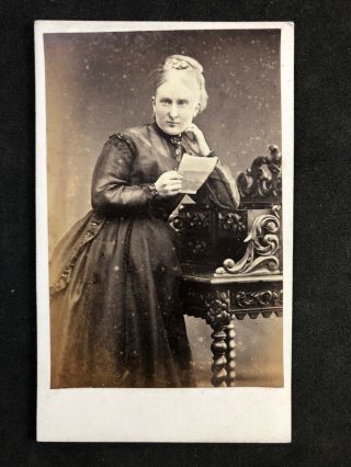 Victorian Carte De Visite Cdv: Lady Letter Writing Desk: Garrick: Newcastle