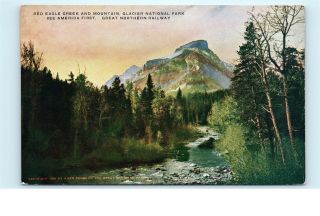 Red Eagle Creek Mountain Glacier National Park Great Northern Rail Postcard D45