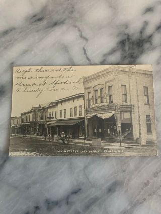 Vintage Rppc 1907 Main Street Cambria Wisconsin Small Town Stores City Scene