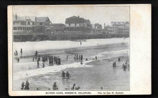 Rehoboth Delaware De Bathing/ Beach Scene Pre 1907 Udb Photo Like Pub Rafferty