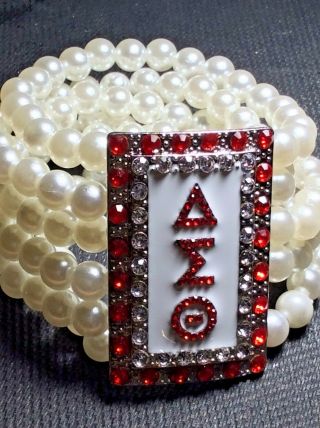 Delta Sigma Theta Inspired Sorority Multi - Band Pearl Bracelet