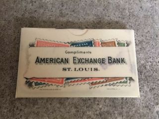1903 American Exchange Bank St Louis Celluloid Mini Pocket Booklet Postage Rates